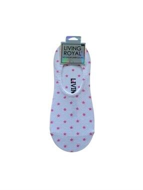 NEW Living Royal Women's No-Show Pink Stars Liner Socks - One Size Fits Most